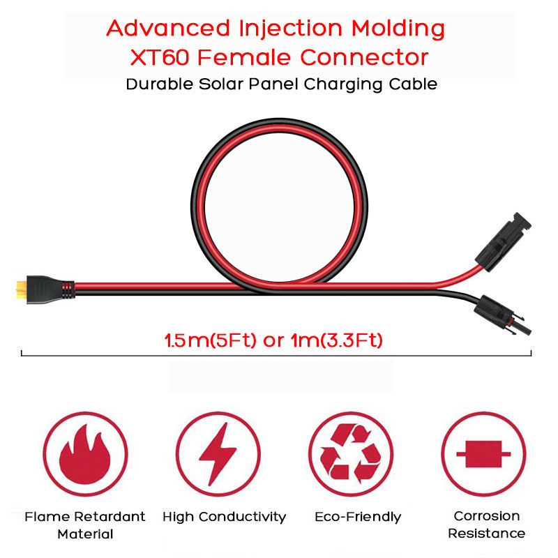 1.5m/5フィート XT60メス型ソーラーケーブル（Ank - Anker Power Station Solix F3800 のレビューと価格